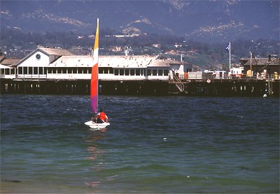 California coast Santa Barbara Pier sailing in boat