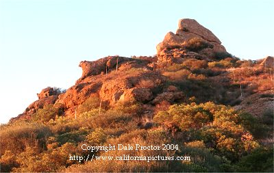 coastal mountains, Southern California sandstone formation Boney mountain sunset